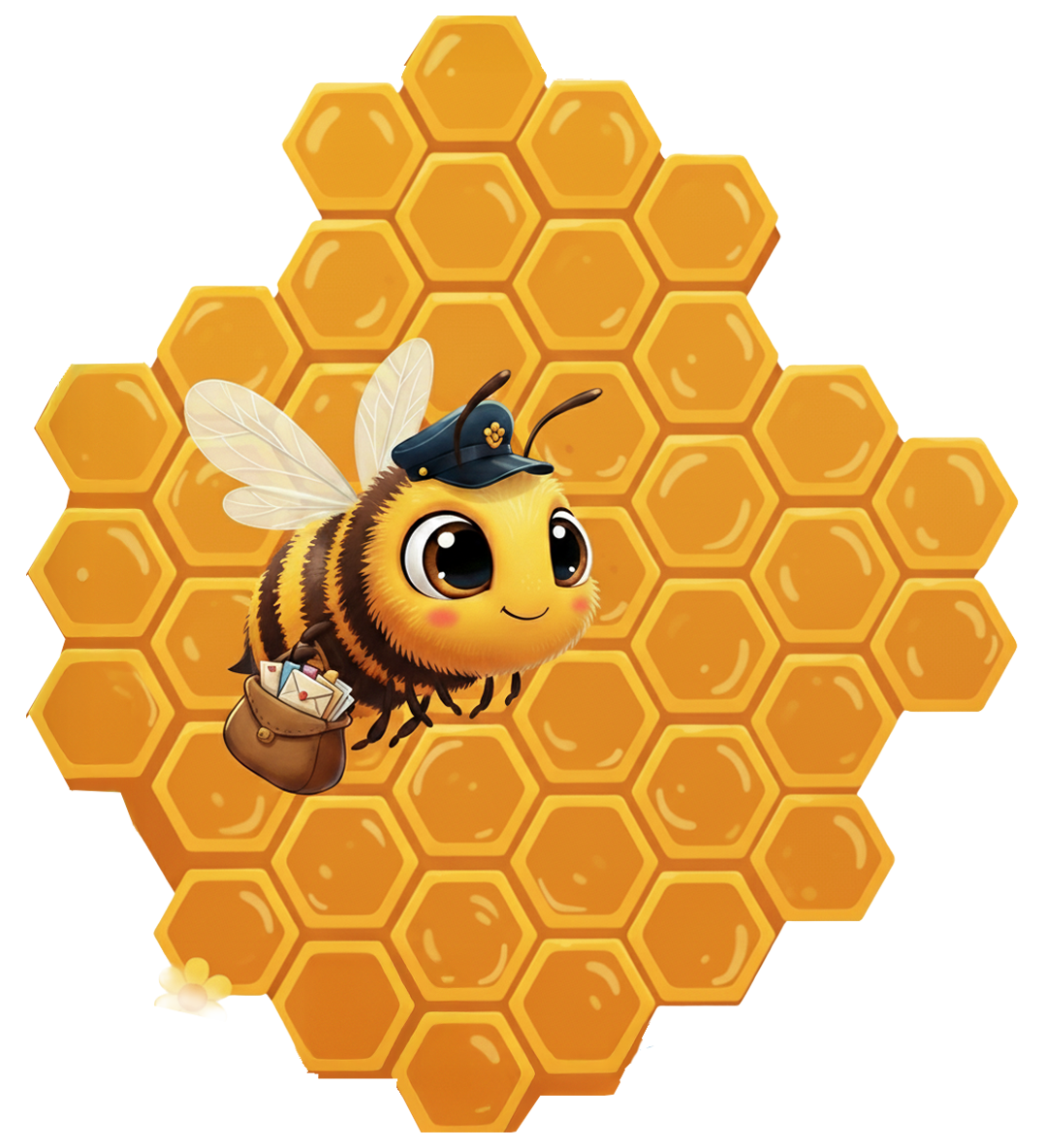 Honeybee with honeycomb background